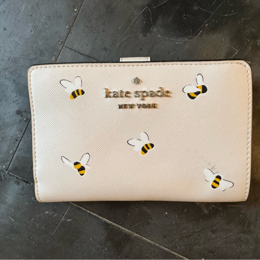 Kate Spade Beige Wallet with Bee Motif